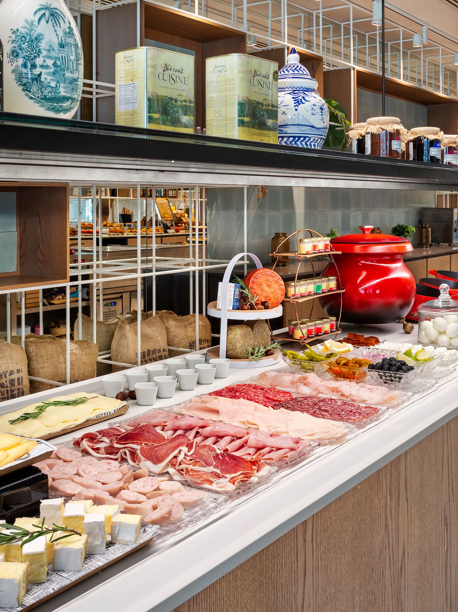 a counter with food on it