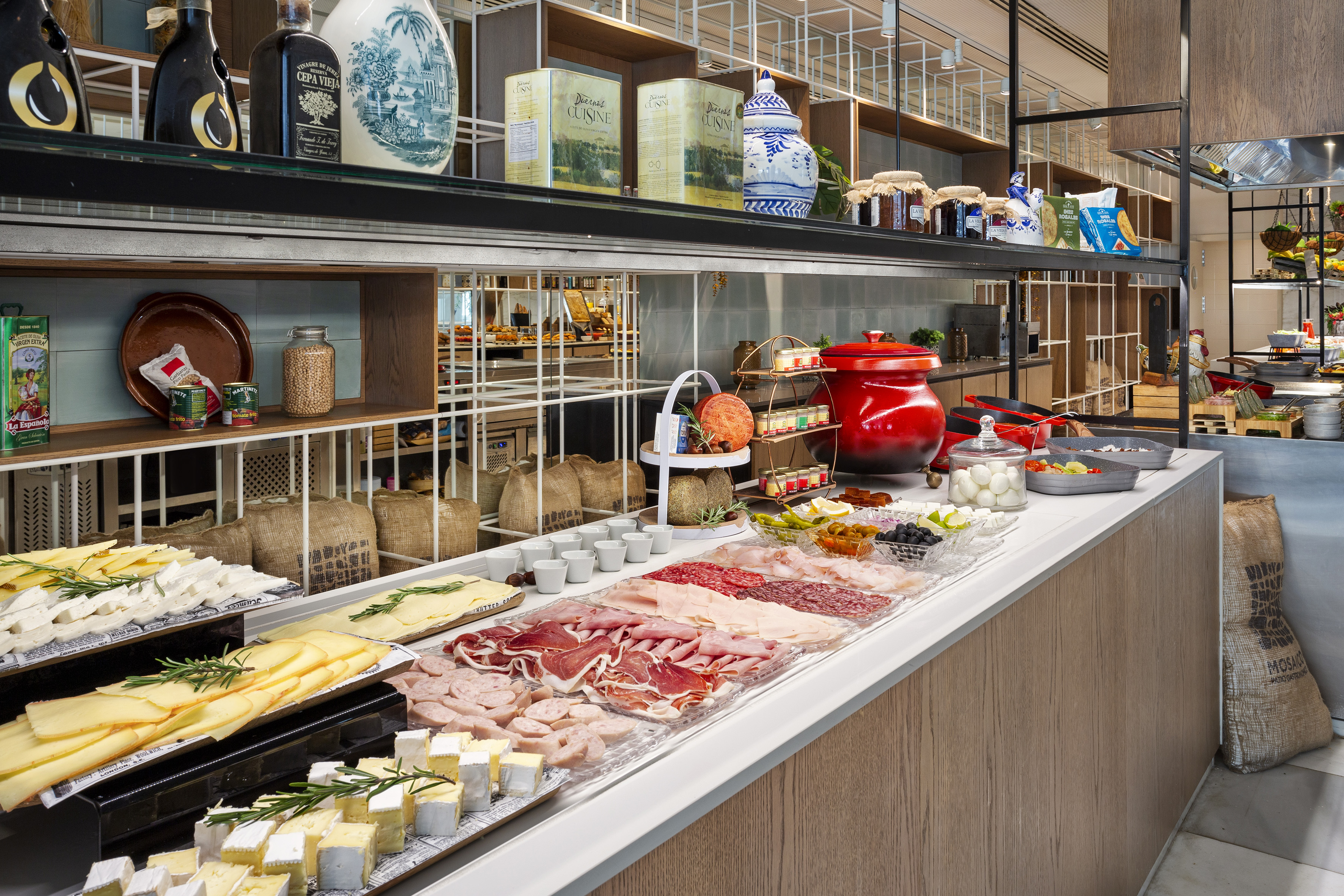 a counter with food on it