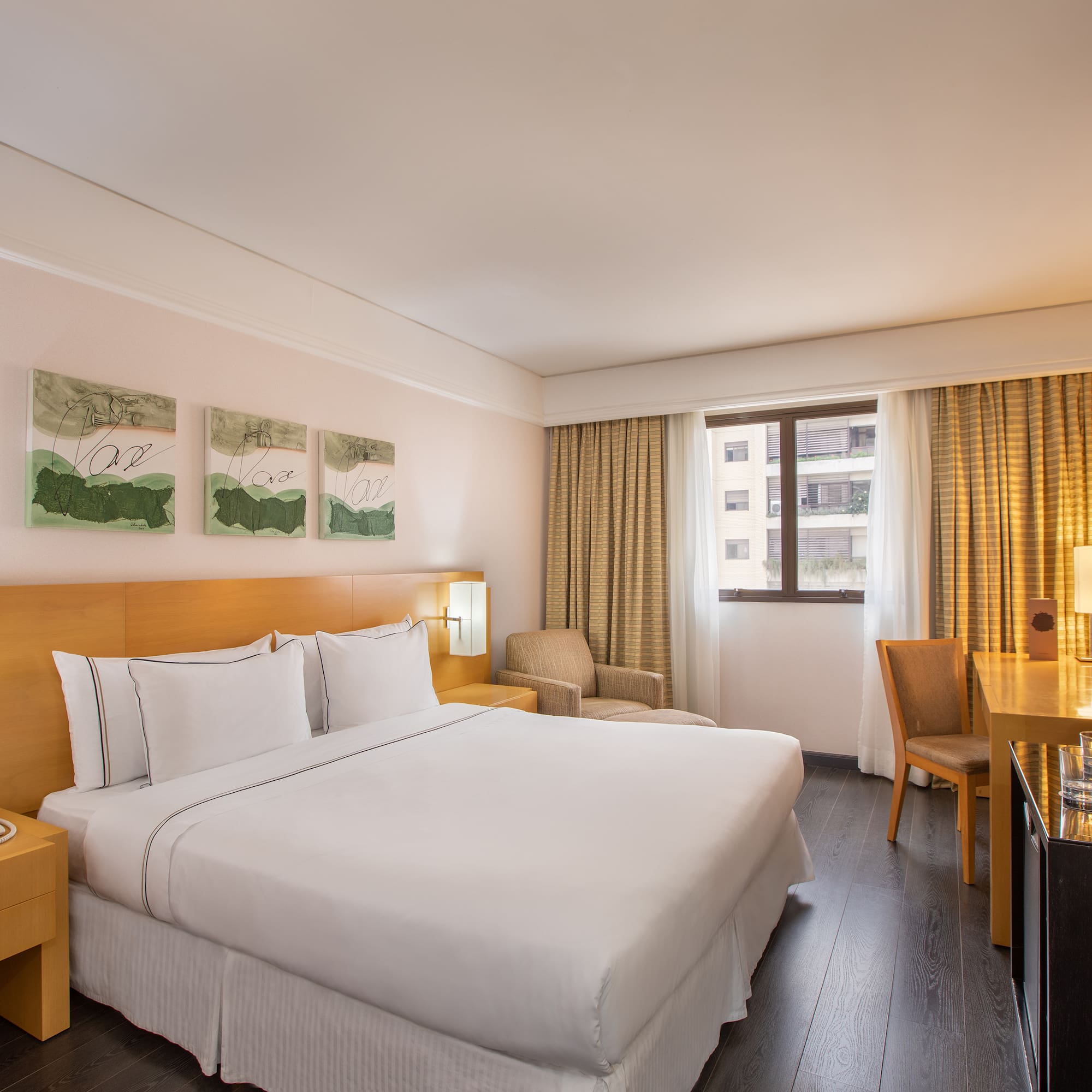 a room with a bed and a desk