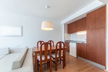 a dining table in a room