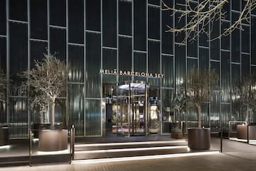 a building with glass doors