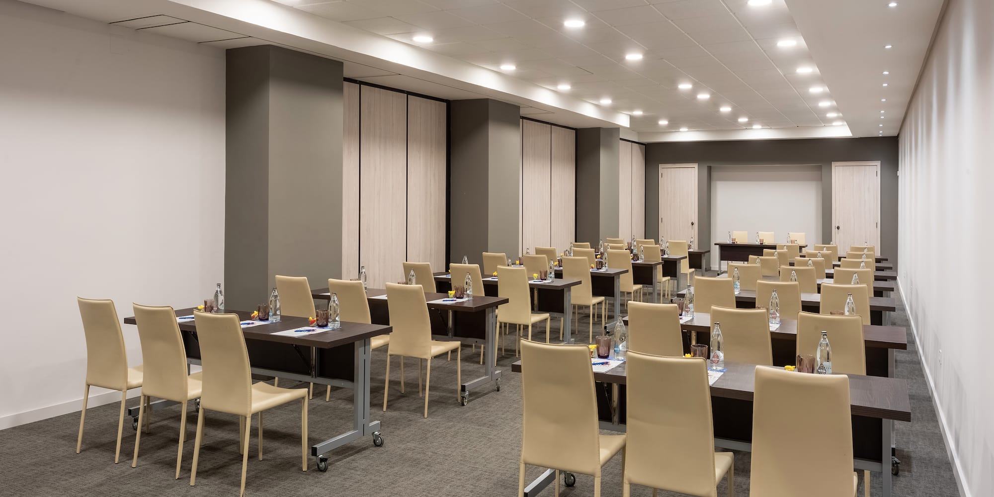 a room with tables and chairs