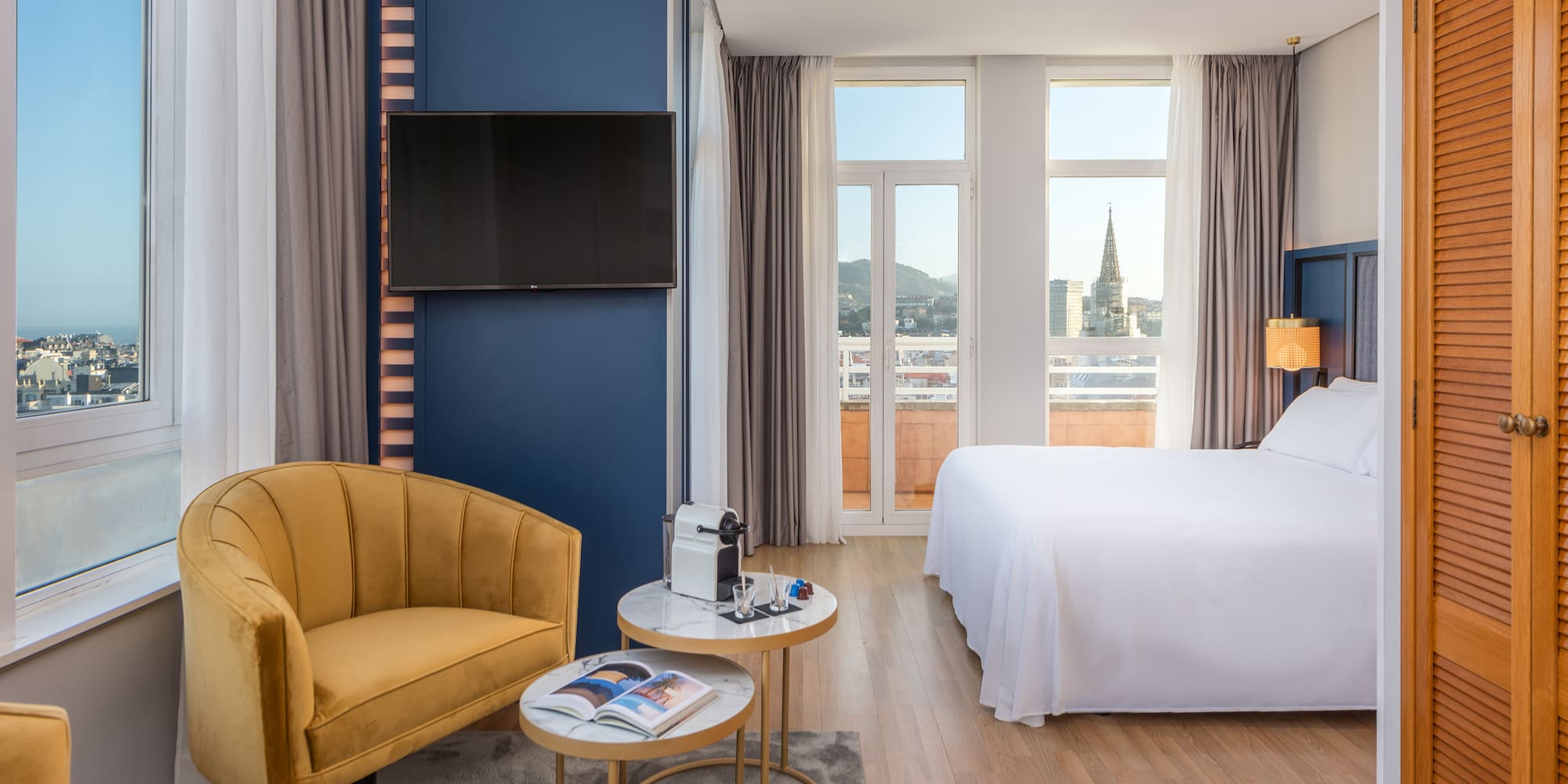 a room with a bed and a chair