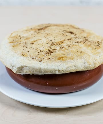 a pot pie on a plate