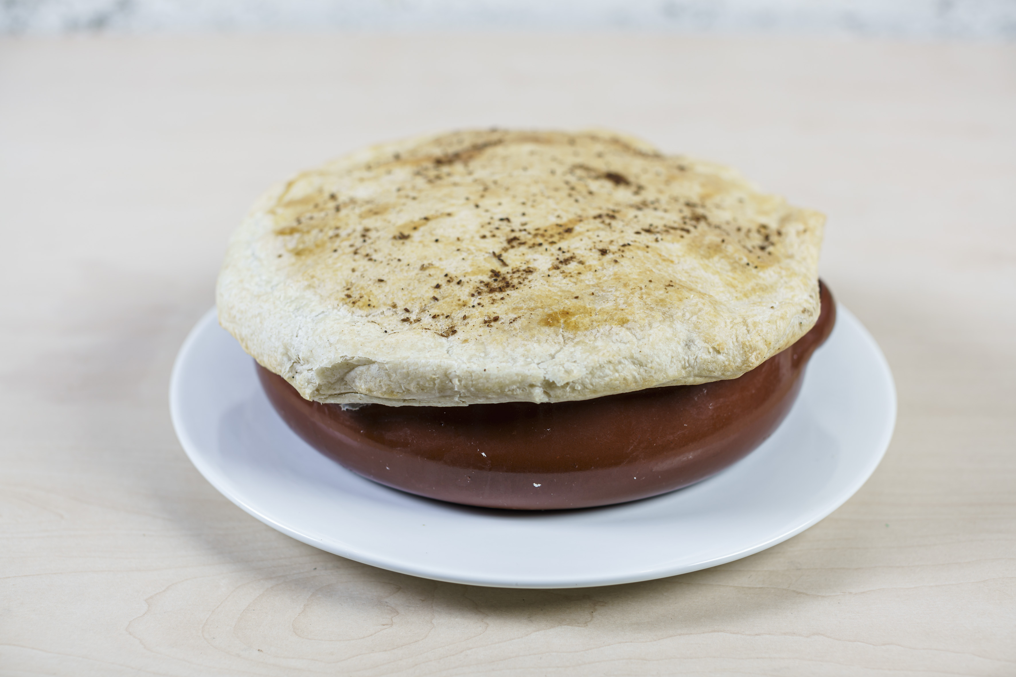 a pot pie on a plate