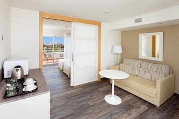 a room with a couch and a table