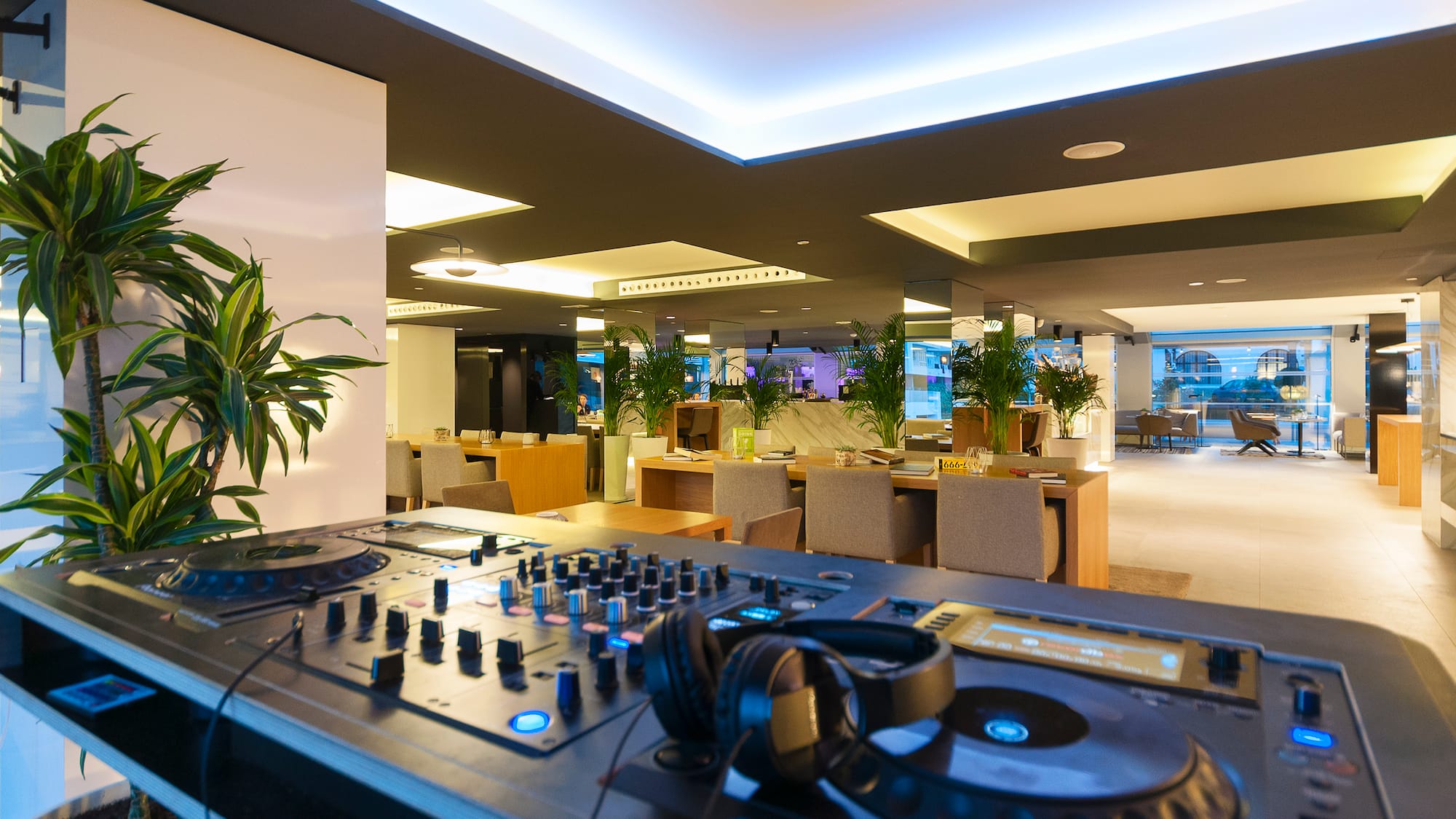 a music equipment in a room