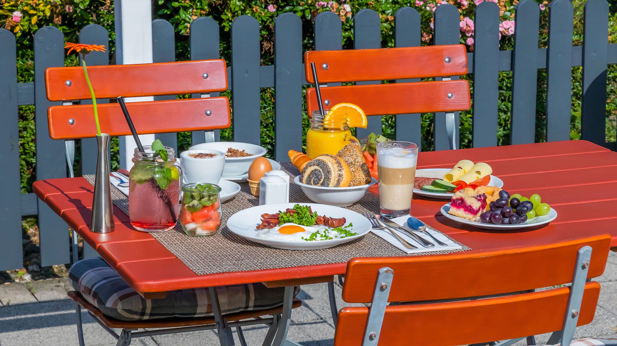 a table with food on it