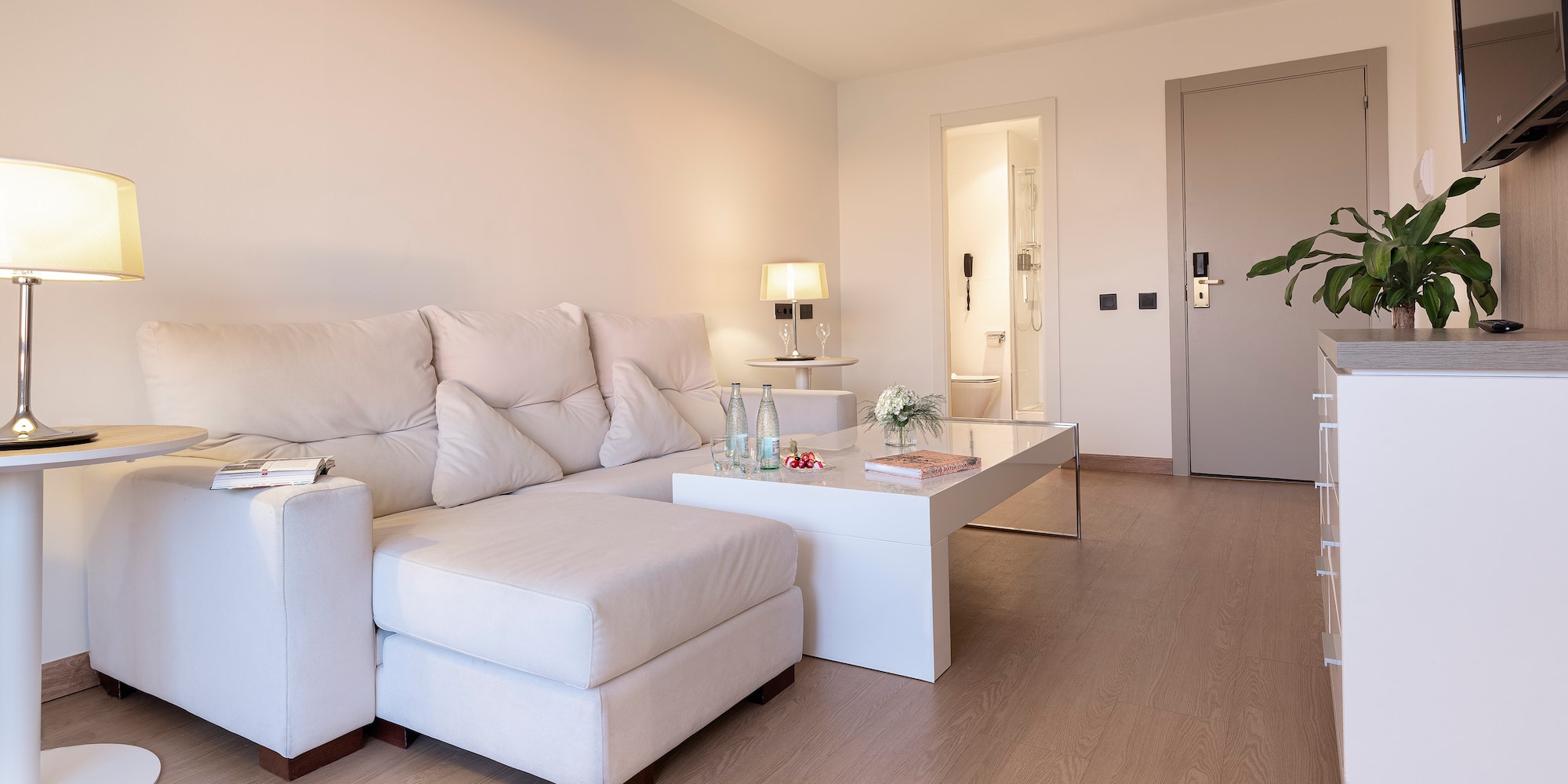 a white couch in a room