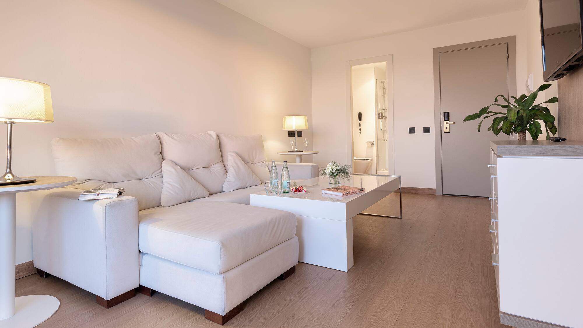 a white couch in a room