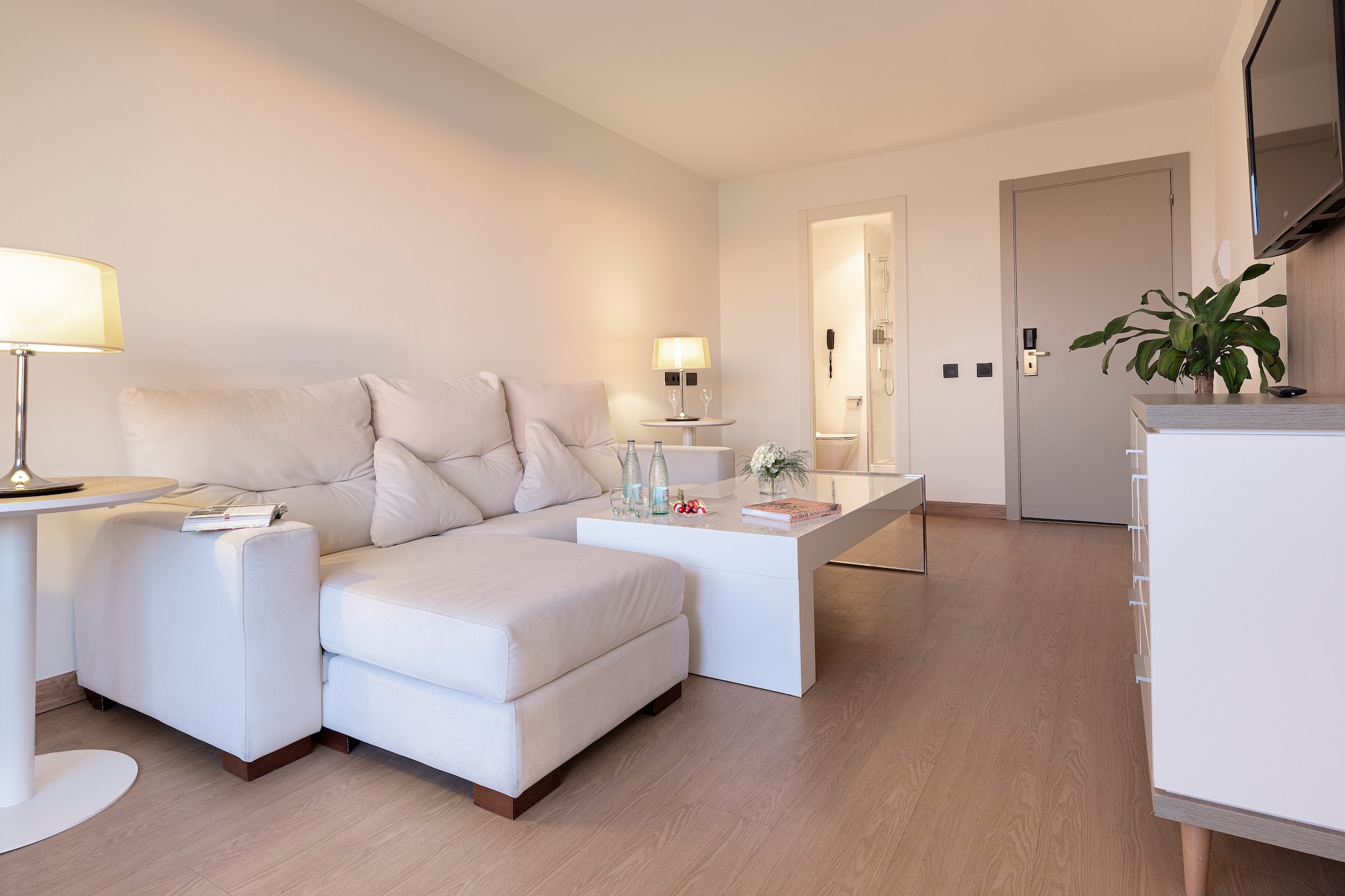 a white couch in a room