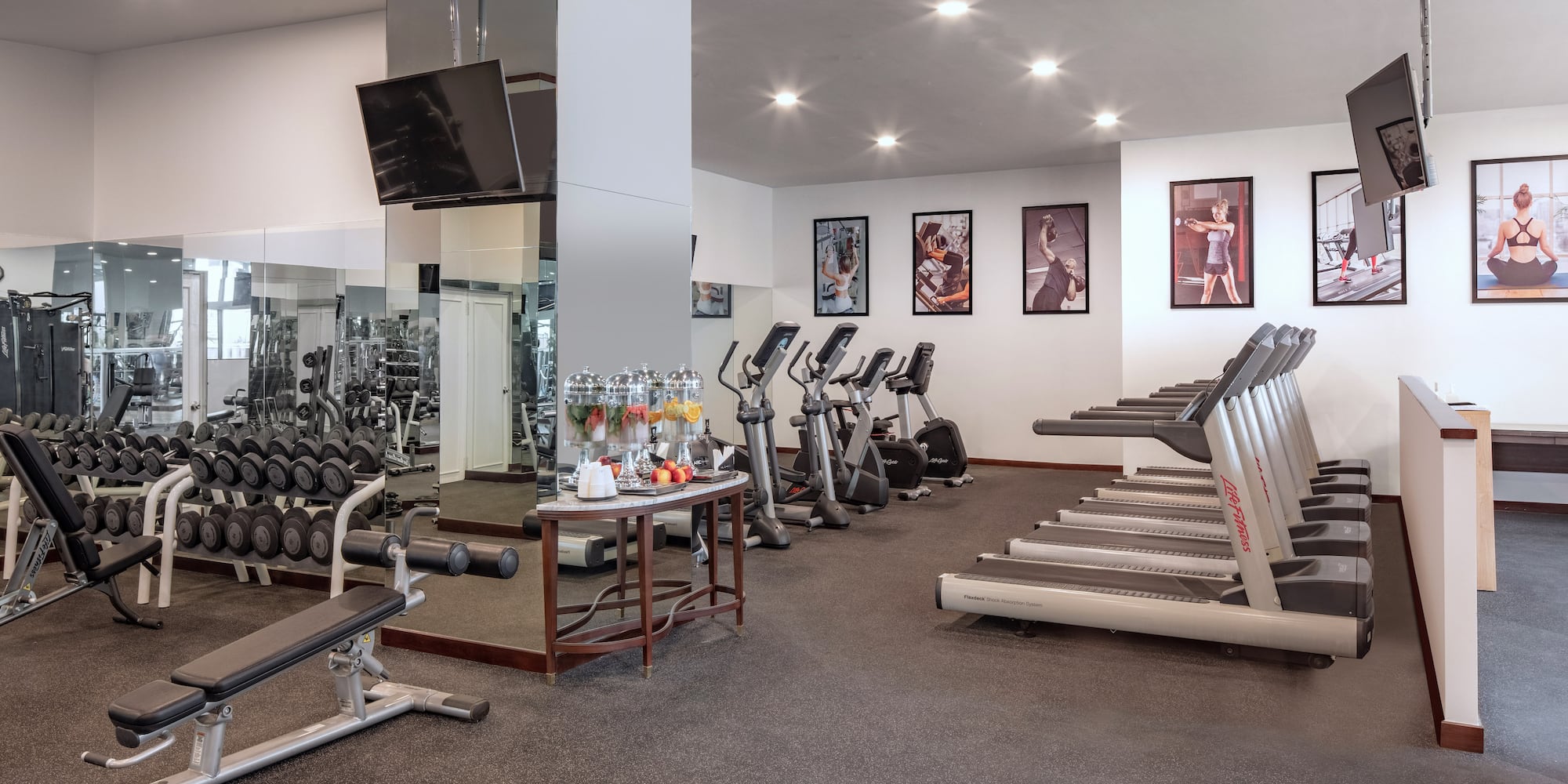 a room with exercise equipment