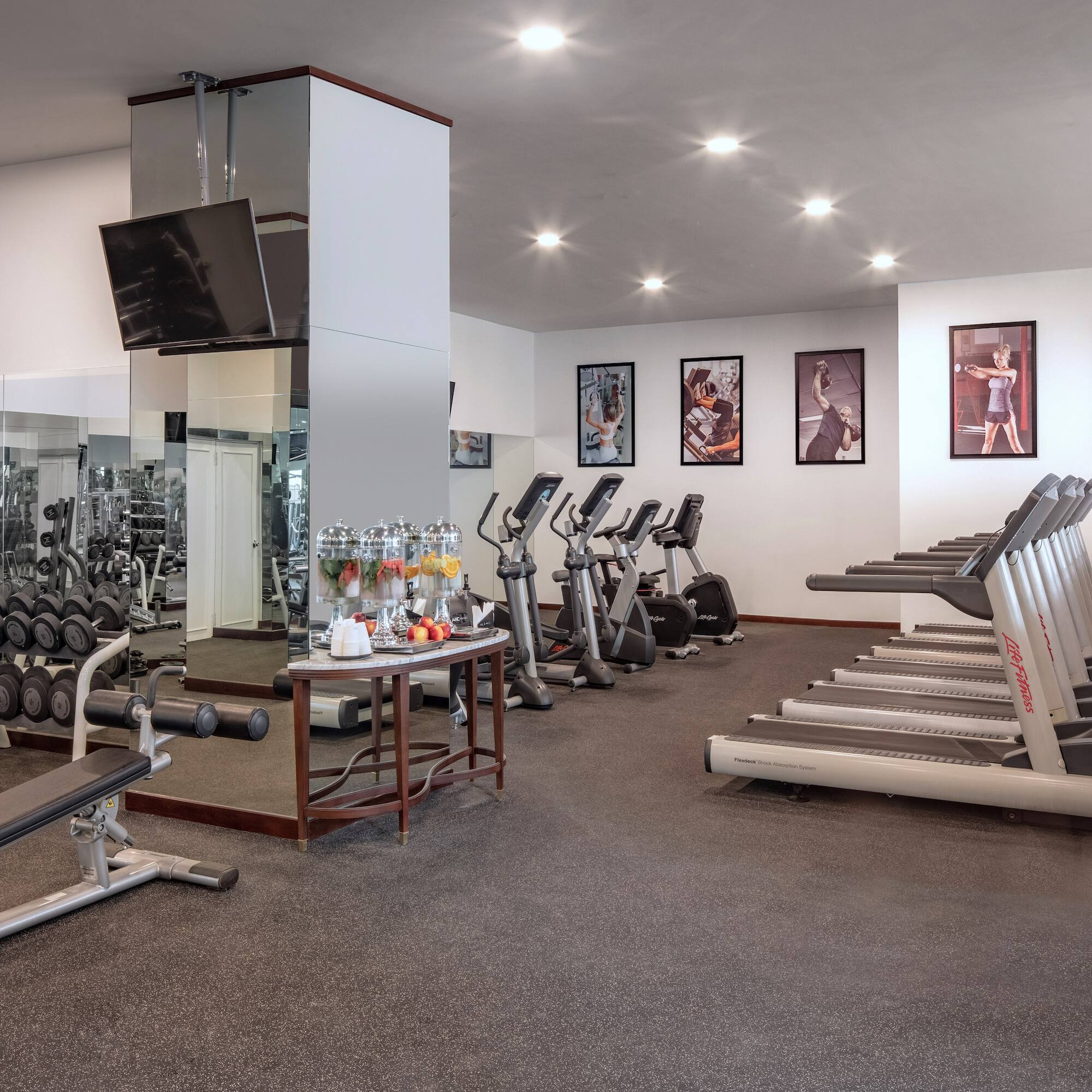 a room with exercise equipment