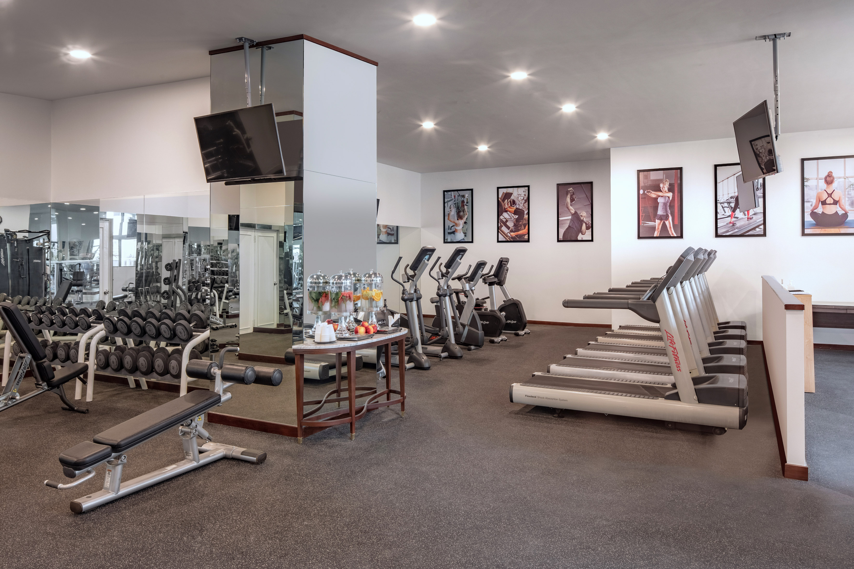 a room with exercise equipment