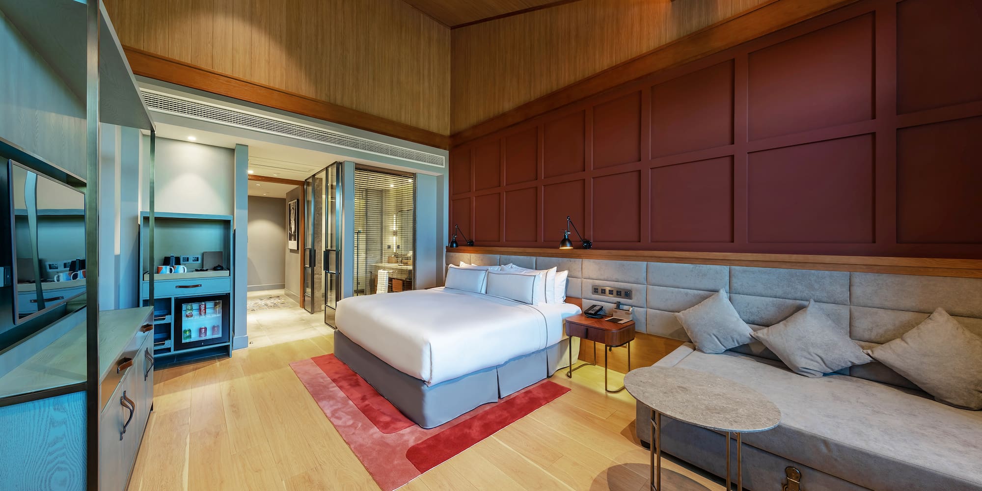 a room with a bed and a couch