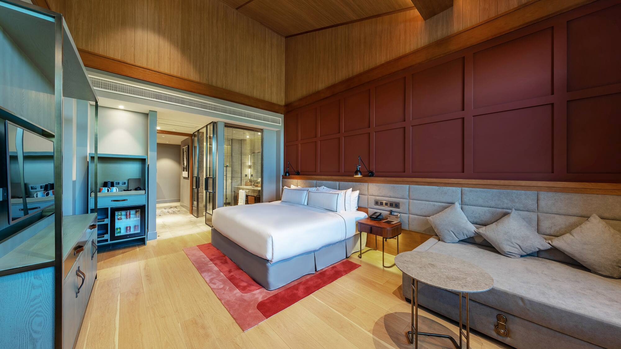 a room with a bed and a couch