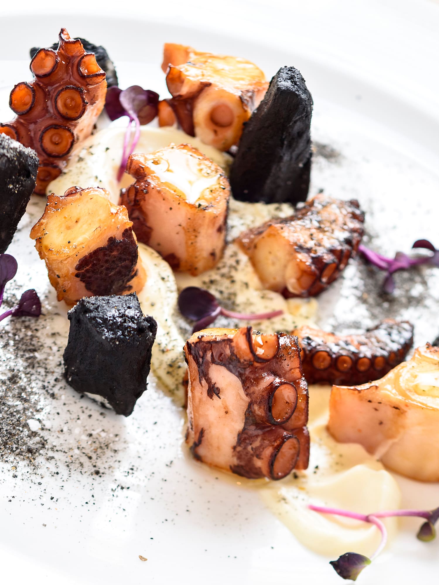 a plate of food on a white surface