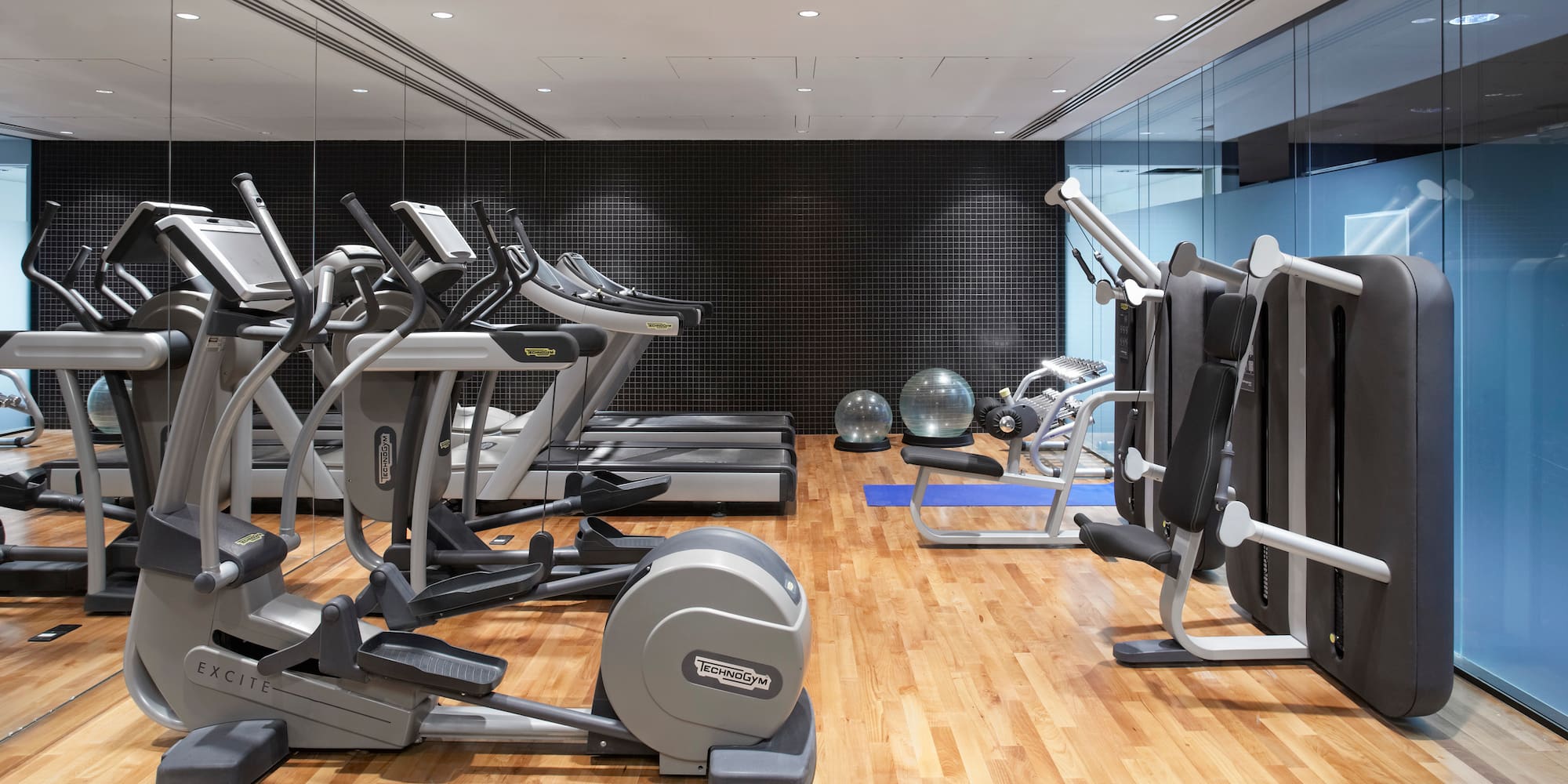 a room with exercise equipment