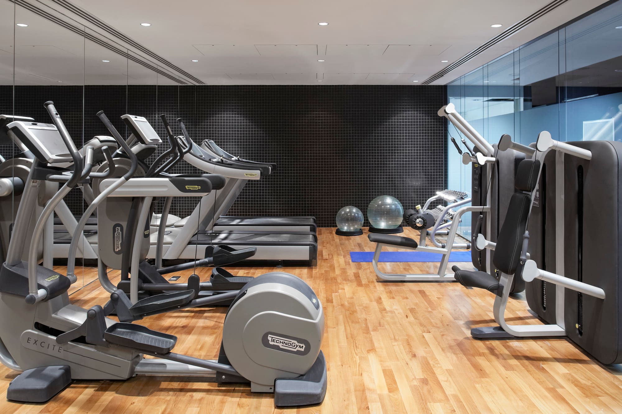 a room with exercise equipment