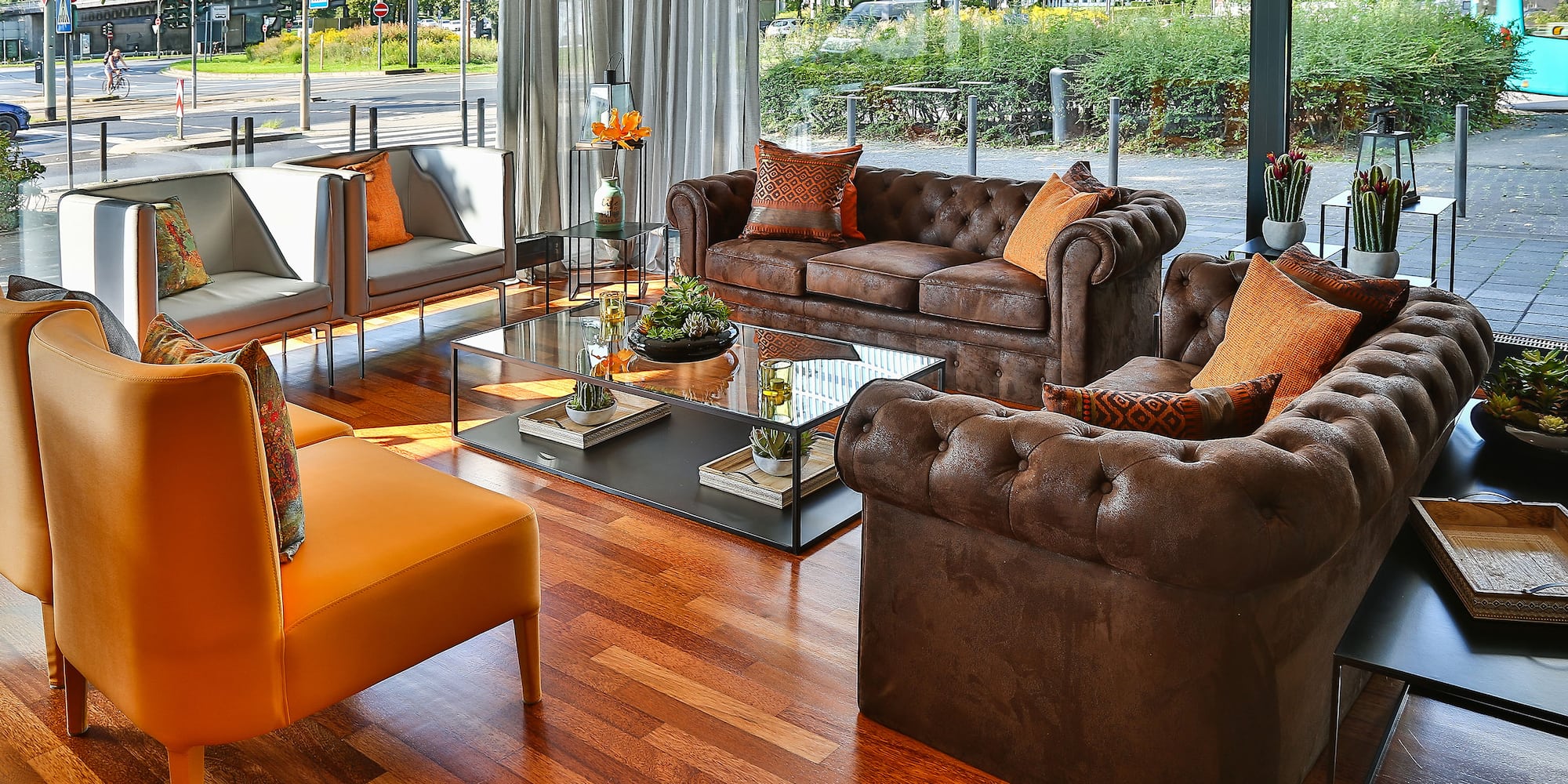 a room with couches and chairs