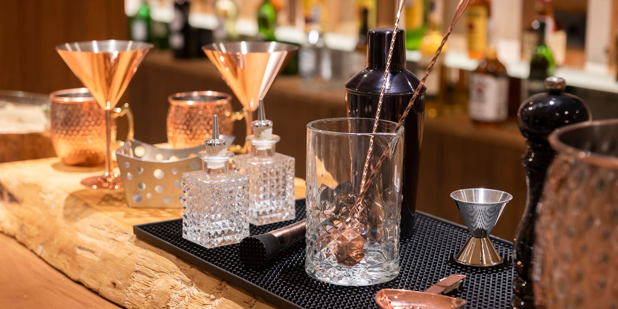 a bar with various bar tools