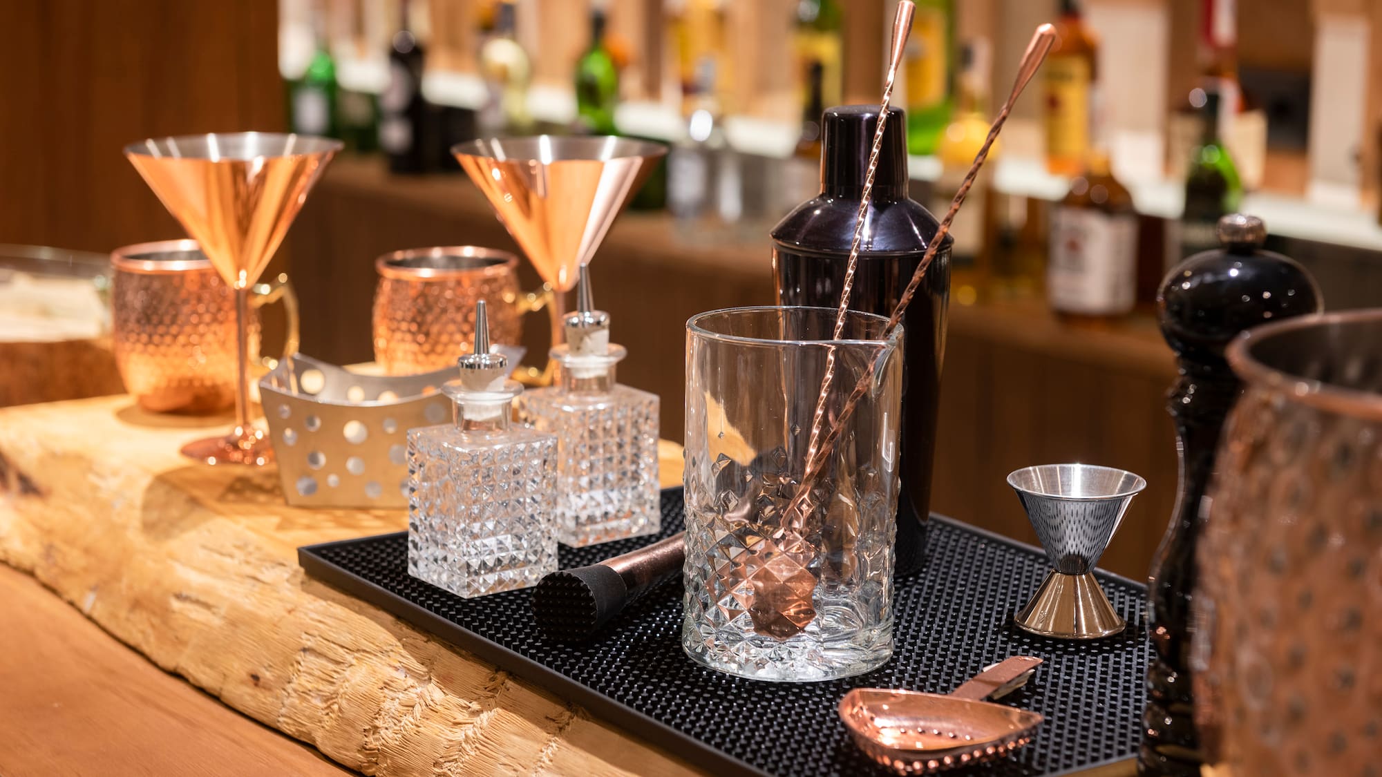 a bar with various bar tools