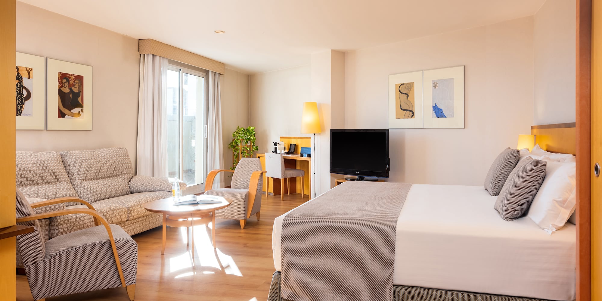 a room with a bed and a couch