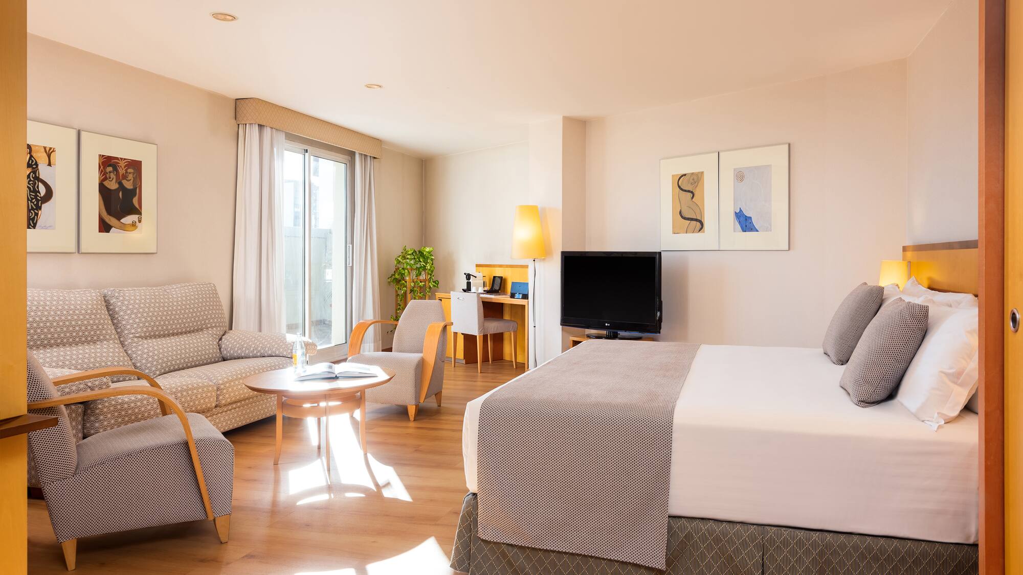 a room with a bed and a couch