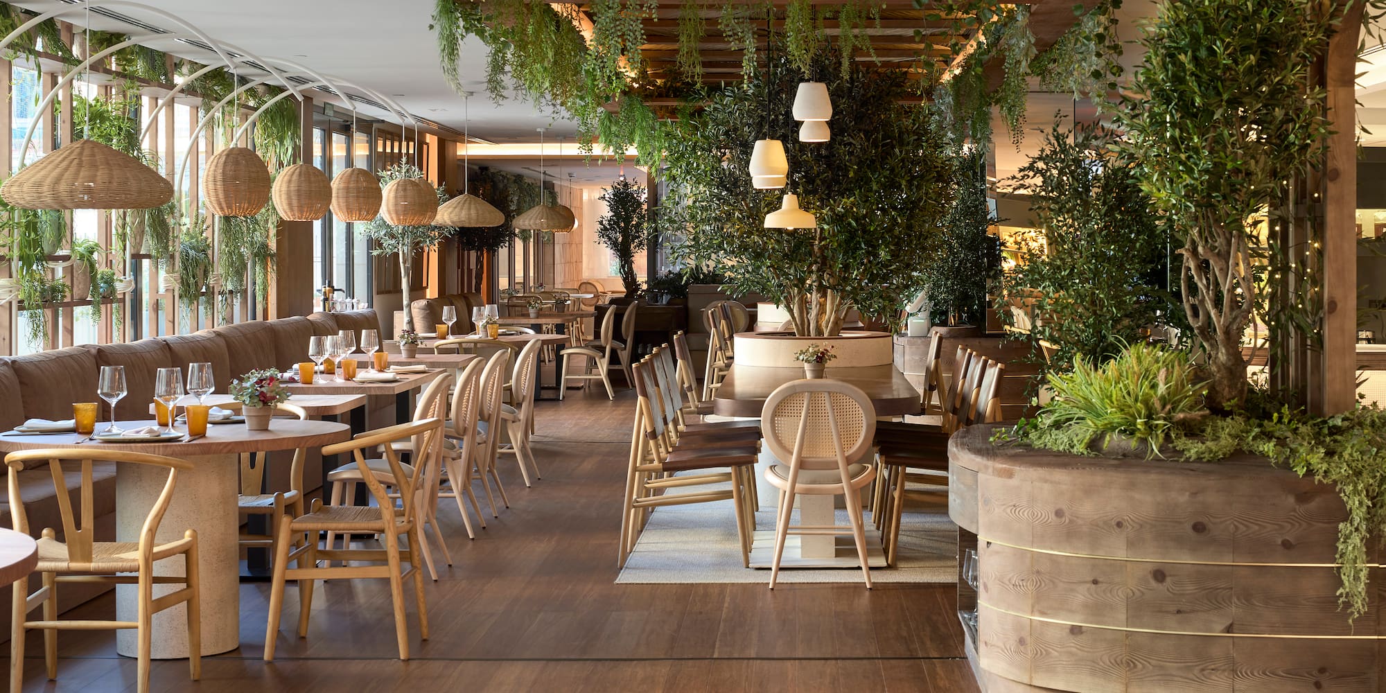 a restaurant with tables and chairs