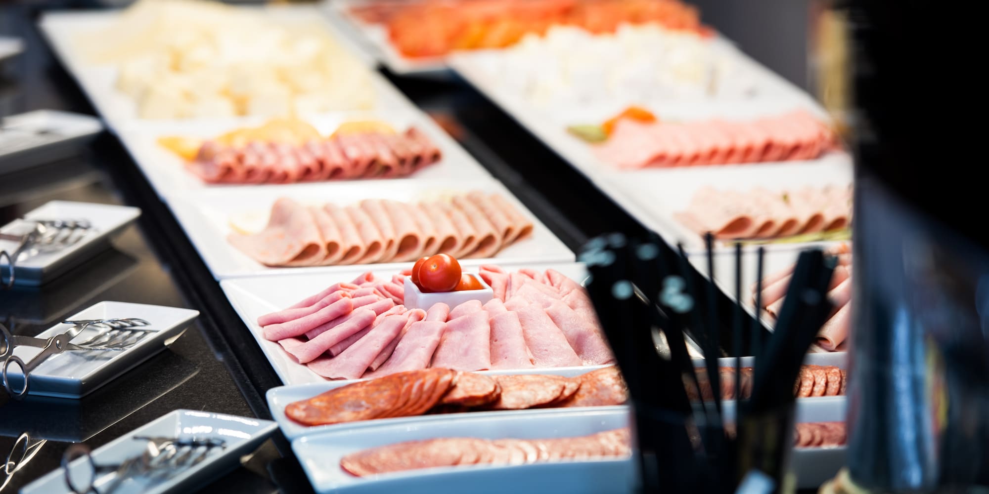 a table with different types of food