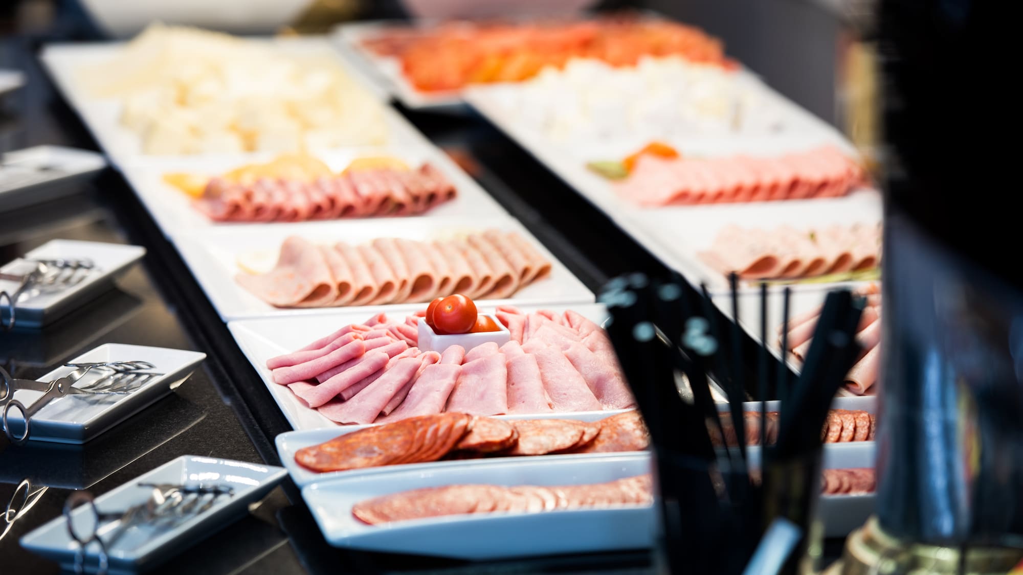a table with different types of food