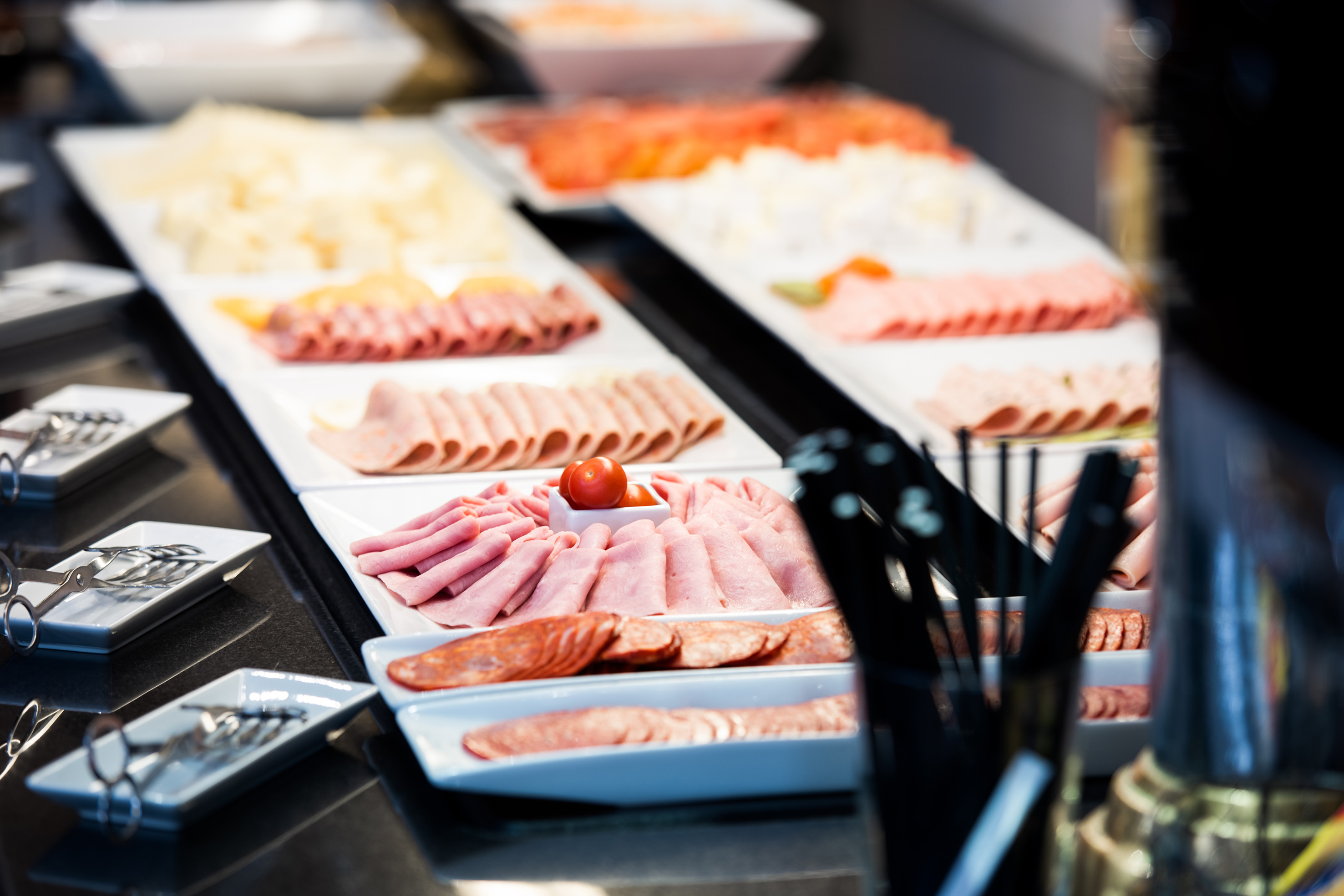 a table with different types of food