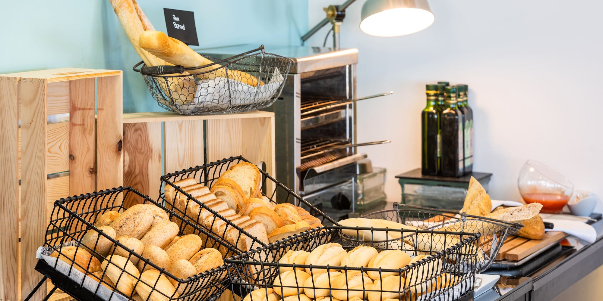 baskets of bread in baskets