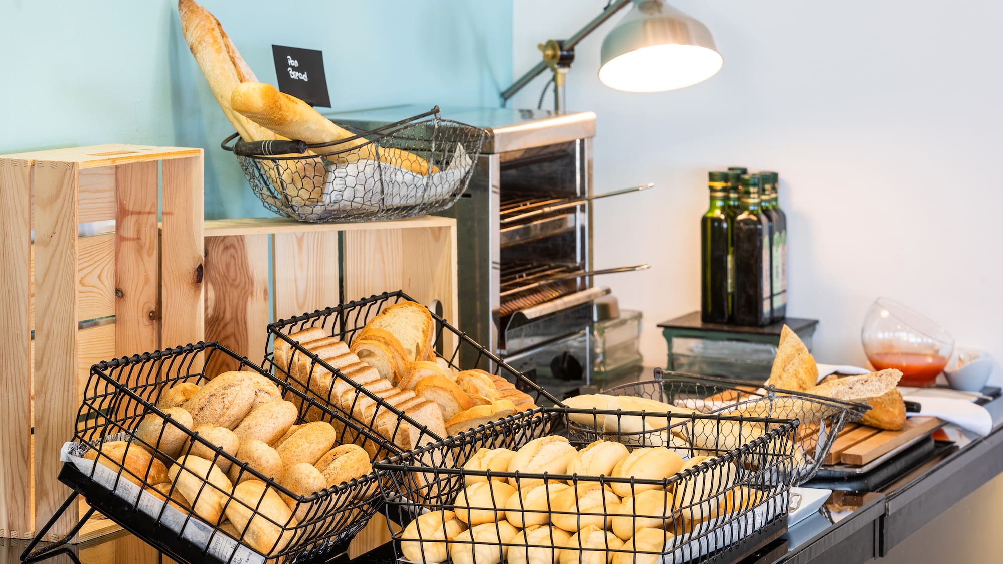 baskets of bread in baskets