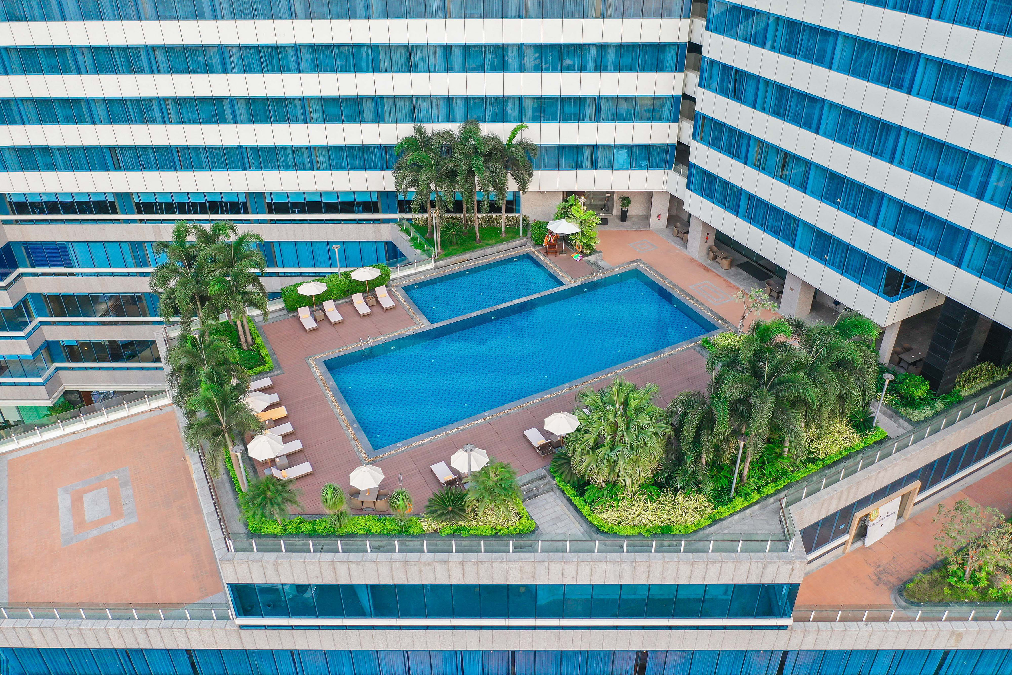 a pool in a building