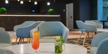 a table with drinks on it