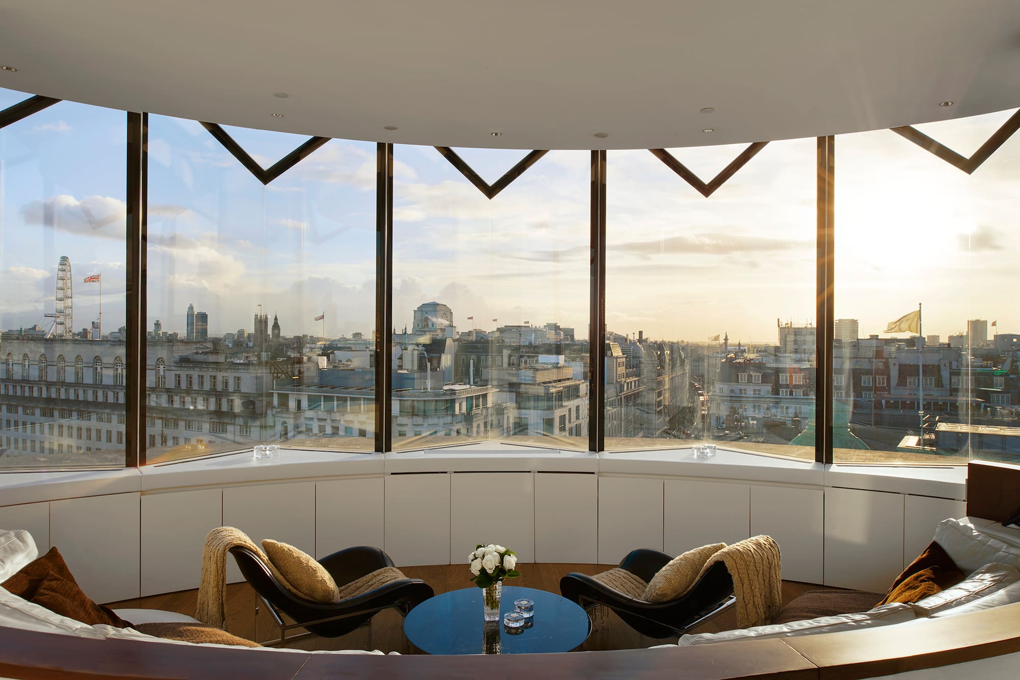 a room with a view of a city