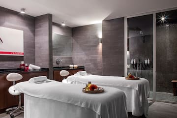 a massage beds in a room