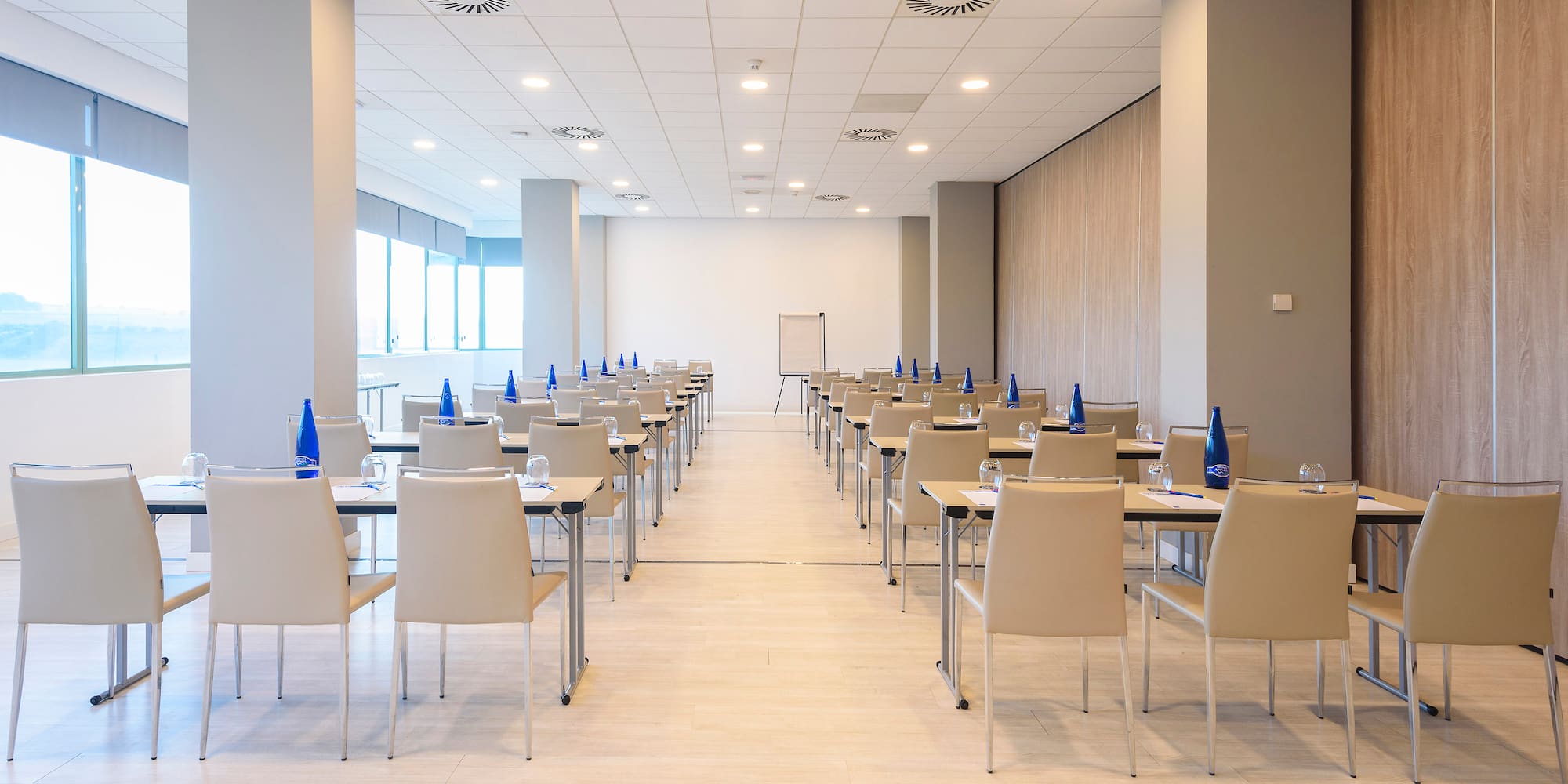 a room with tables and chairs