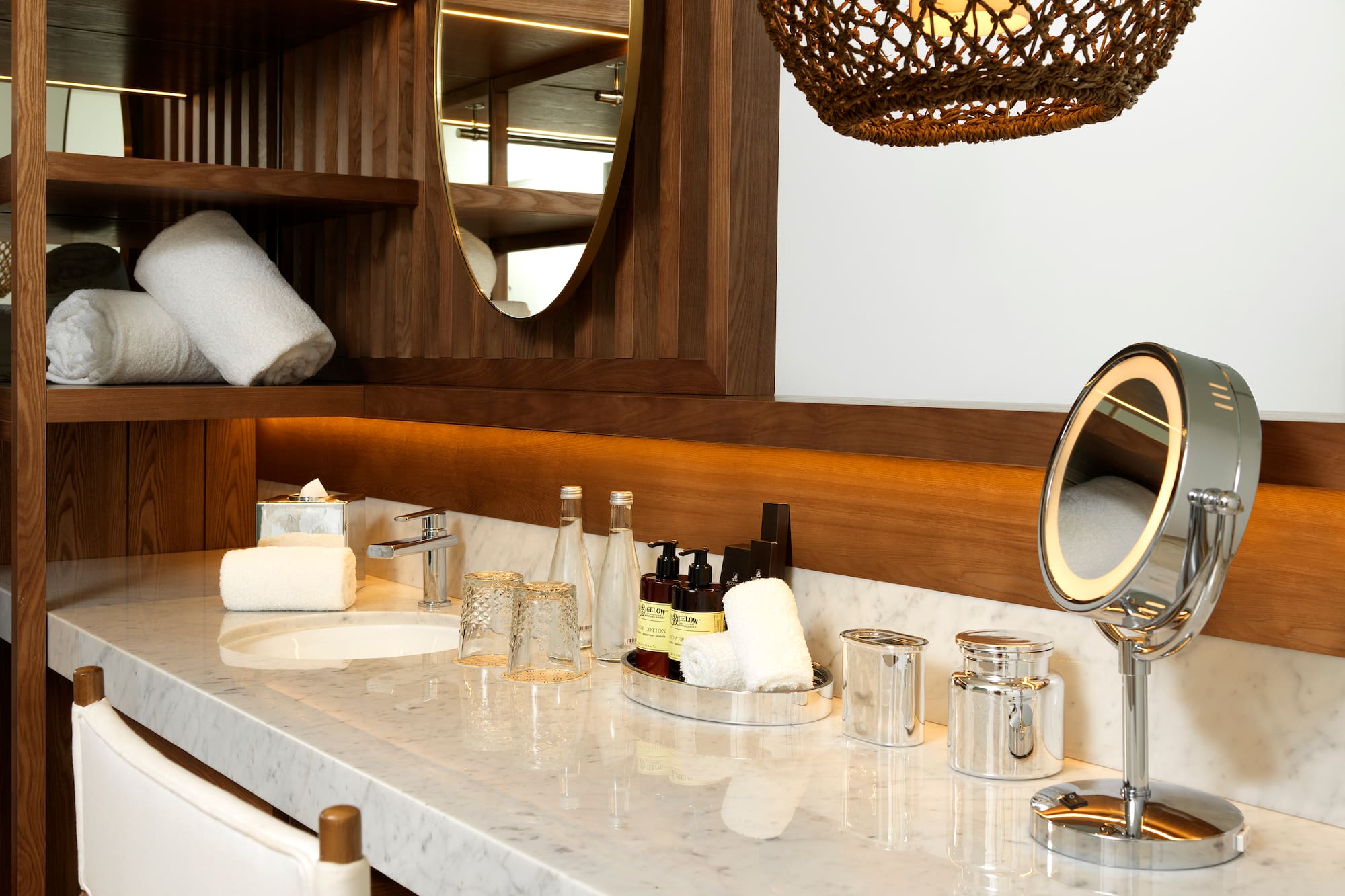 a bathroom with a mirror and a sink