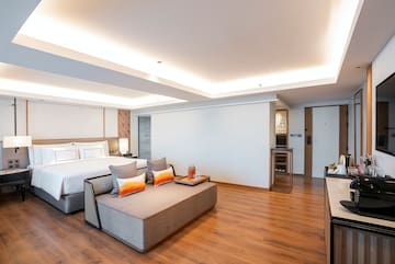 a room with a bed and a couch