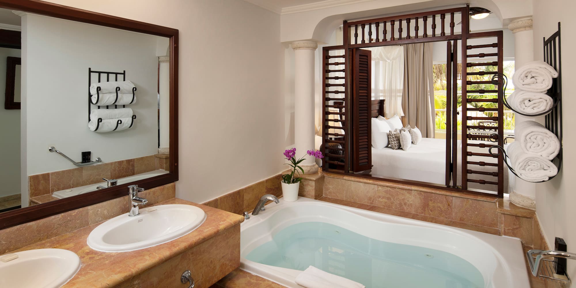 a bathroom with a bathtub and sink