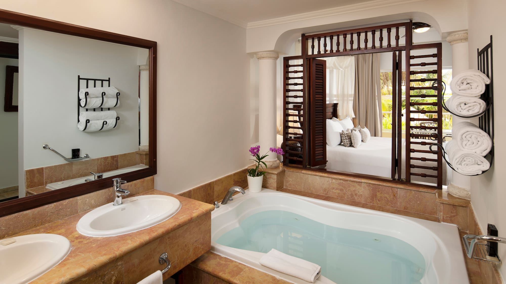 a bathroom with a bathtub and sink