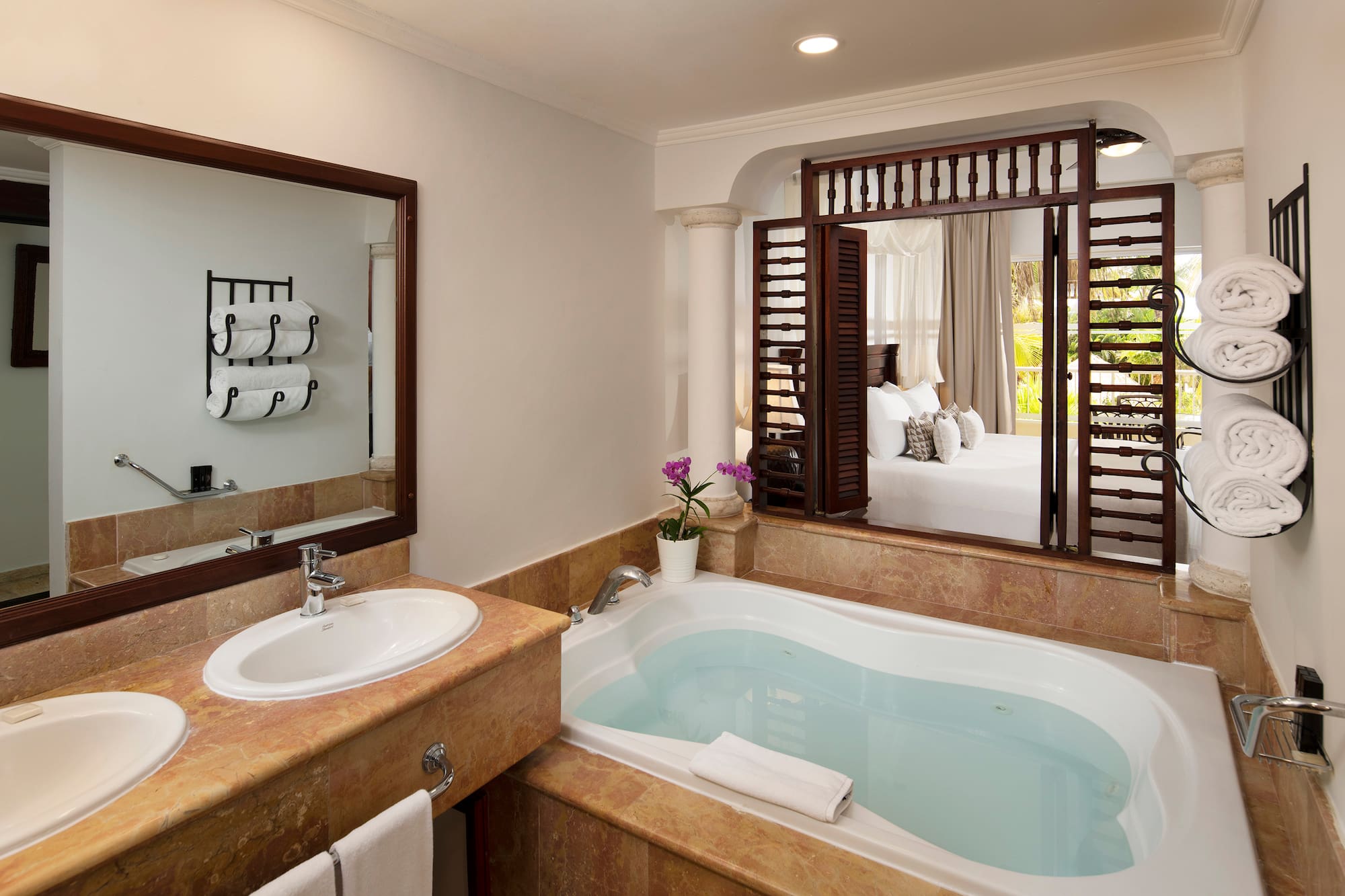 a bathroom with a bathtub and sink