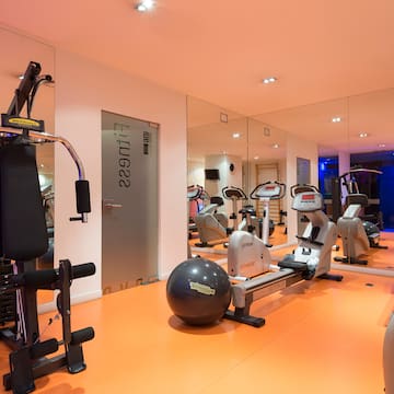 a room with exercise equipment