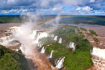 Iguazu Falls with a rainbow