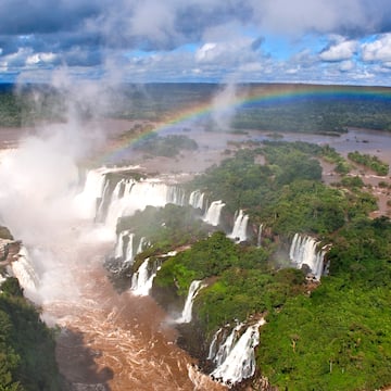 Iguazu Falls with a rainbow