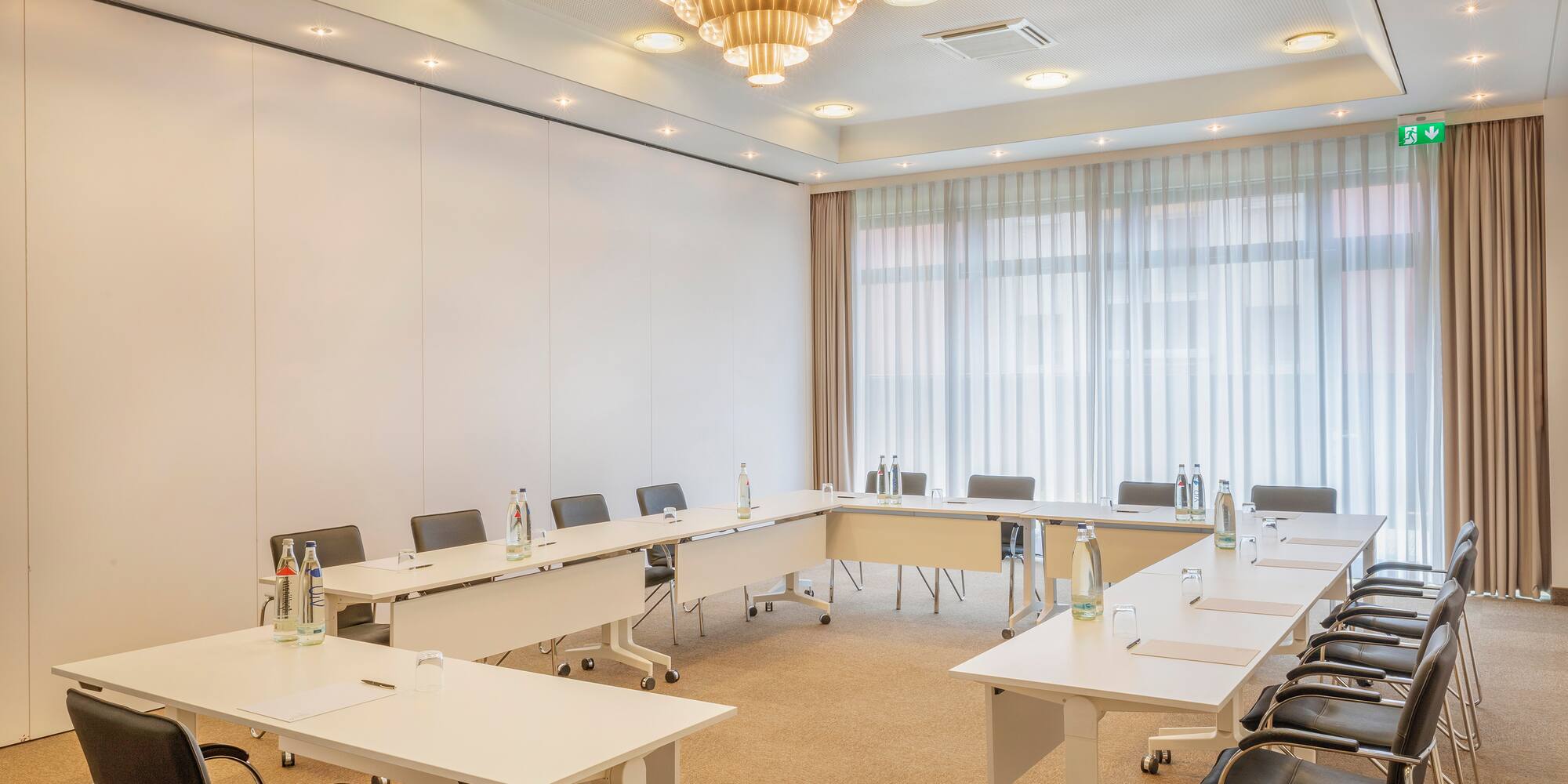 a room with tables and chairs