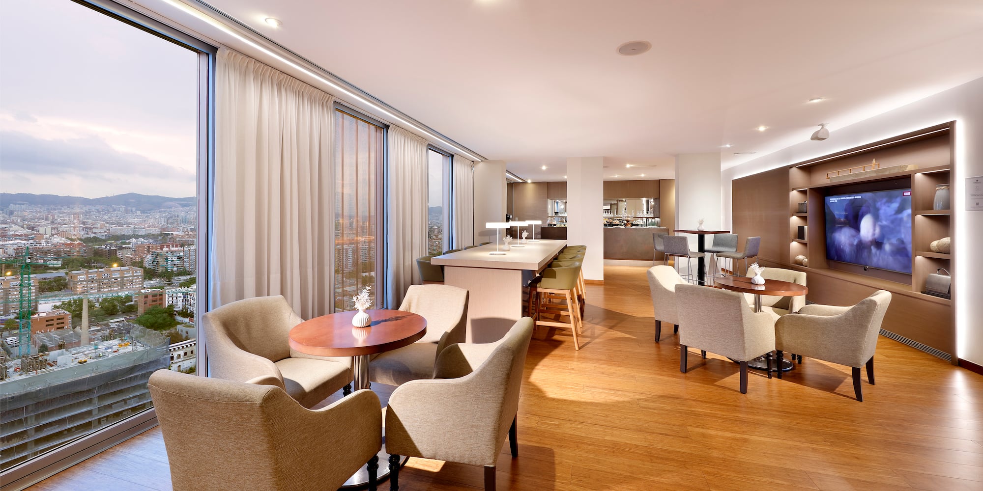 a room with tables and chairs