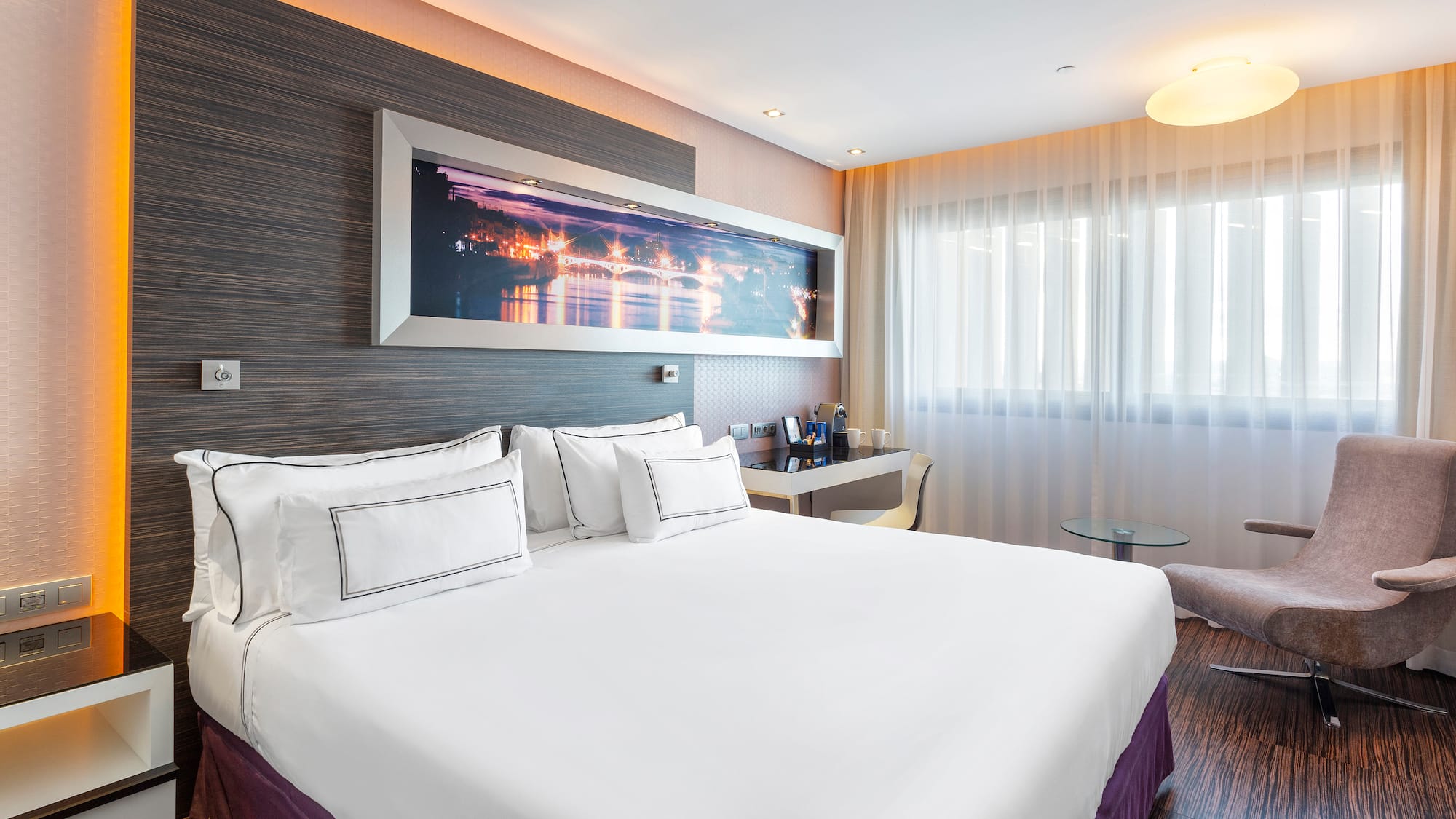 a bed in a hotel room